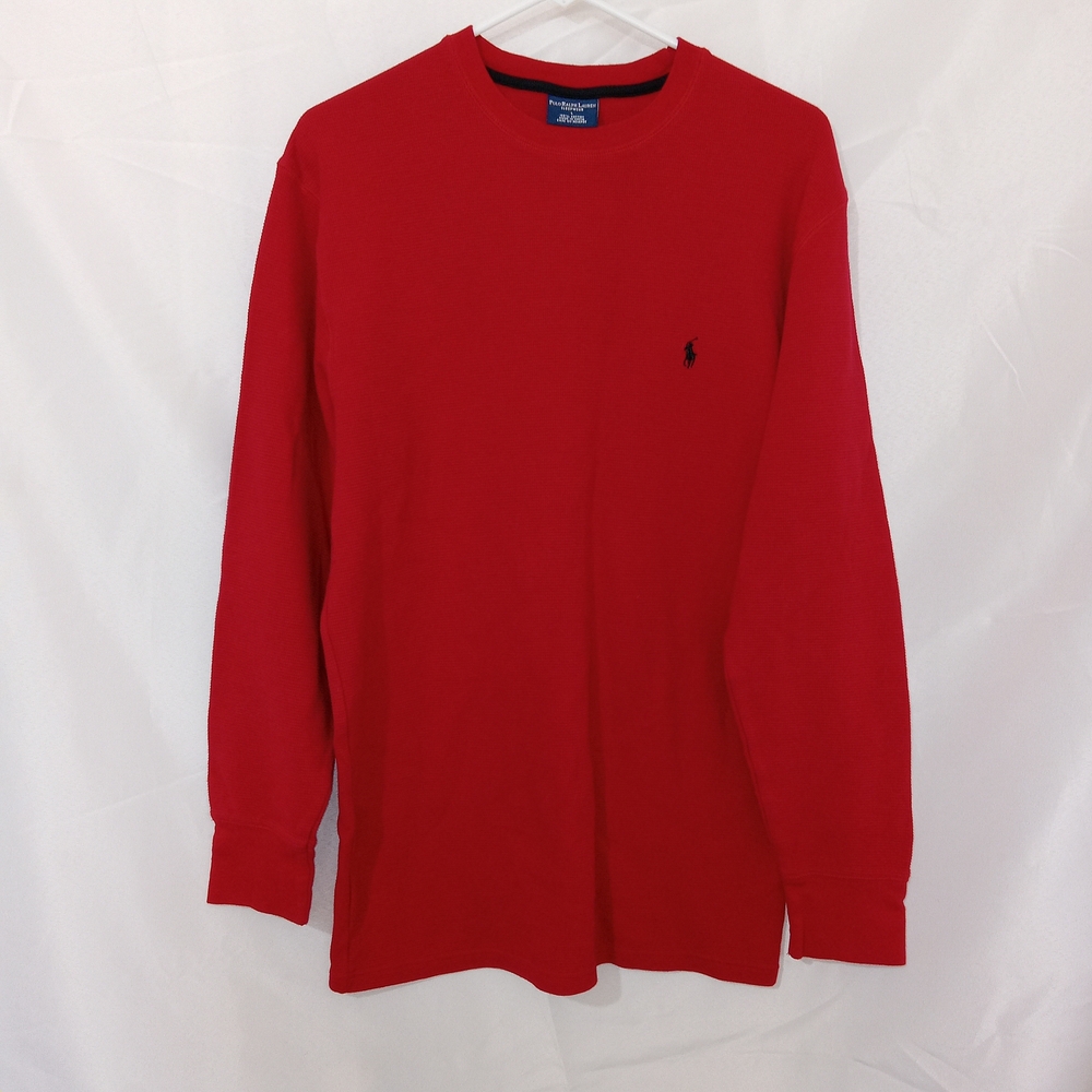 Polo Ralph Lauren Men's Red Waffle Knit Thermal Long Sleeve Shirt L Sleepwear